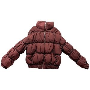 Chocolate Brown Bomber Puffer Jacket Princess Polly Winter Coat